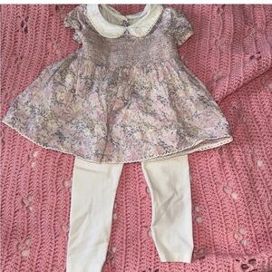 Joie Floral Dress, Toddler Girl, Leggings Set, Smocked, Retro Style, 24m